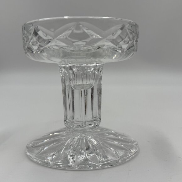 Block Crystal Fairy Lamp Signed 7.5" 2 Piece Candle Holder Vintage Home Decor - Picture 4 of 8